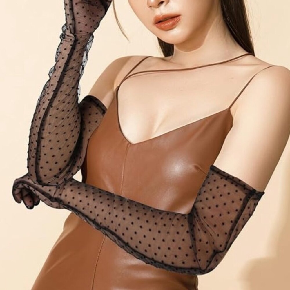 Polka Dot Long Lace Tulle Gloves new